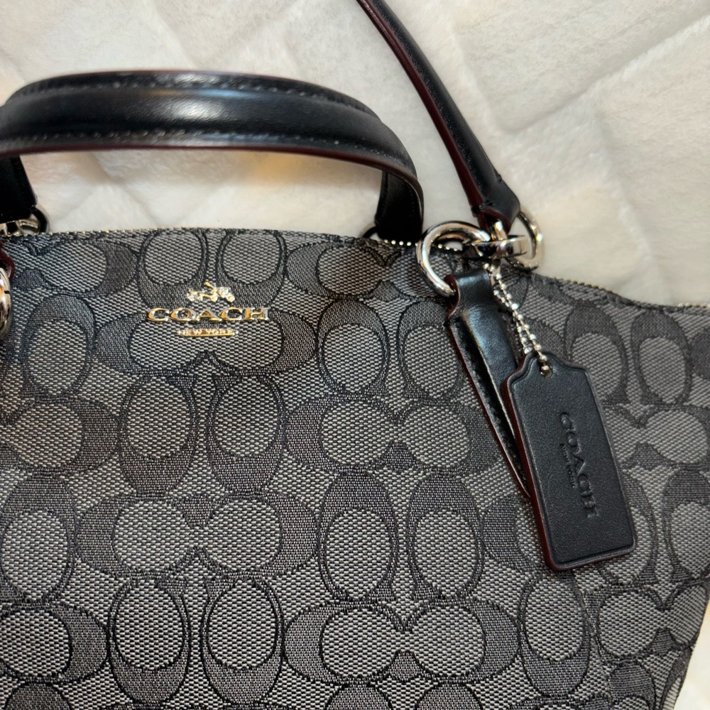 Coach Gray Signature Shoulder Bag with silver accents - Picture 4 of 8